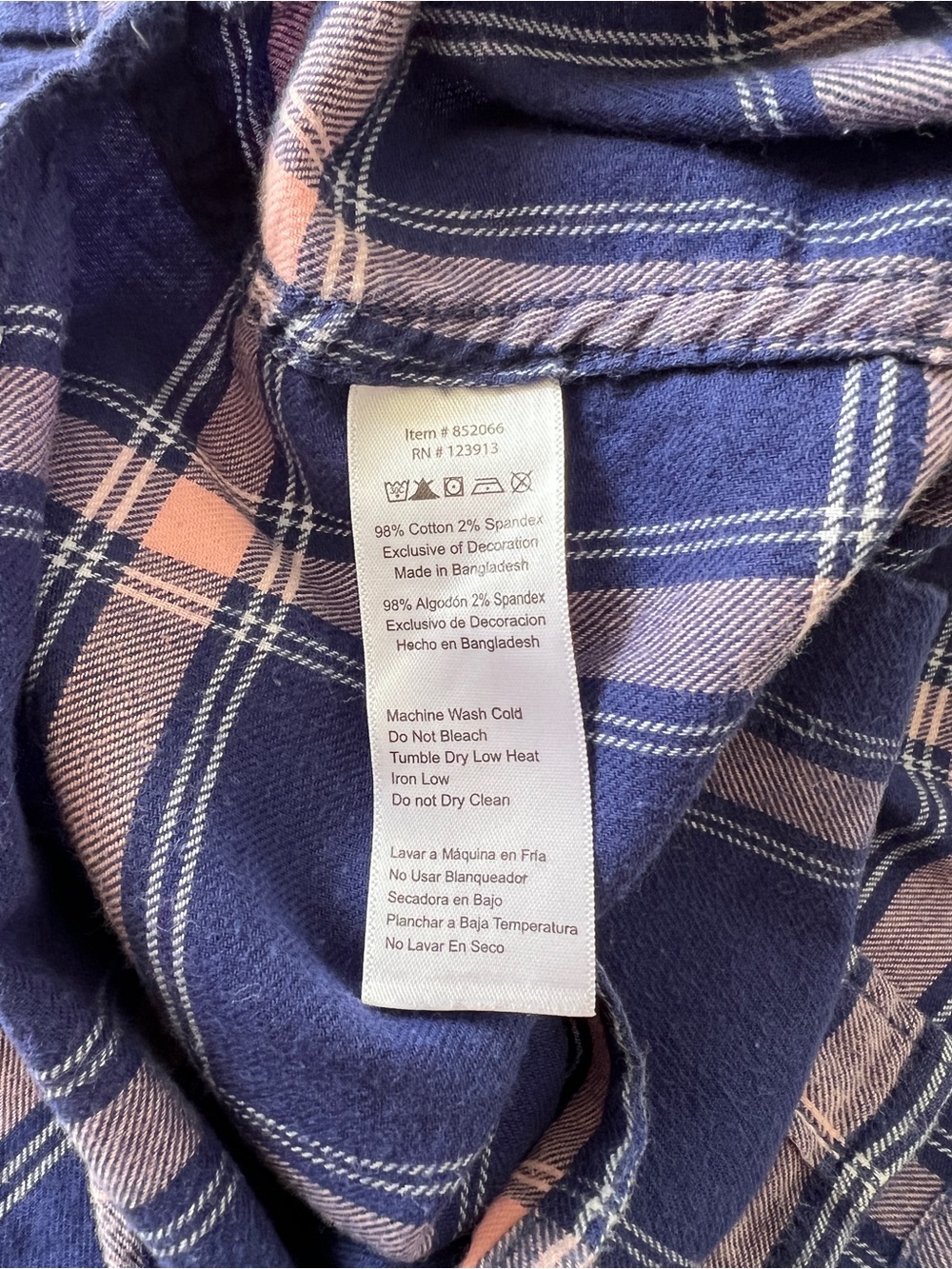 Jachs Girlfriend XL Blue Pink Plaid Western Snap Shirt Cotton Stretch Flannel - Picture 5 of 15